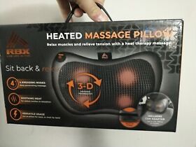 Rbx Heated 3-d Massage Pillow With Car Adapter Neck Or Back 4 Node Brand New
