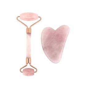 Relaxus Beauty 628949063513 Rose Quartz Roller And Gua Sha Facial Massage Set