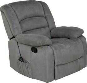 Relaxzen Longstreet Rocker Recliner With Massage Heat And Dual Usb Ports Gray