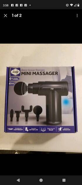 Sealy 805112084630 New In Box /sealy Deep Tissue Mini Massage Gun With Four Heads And Six Speeds