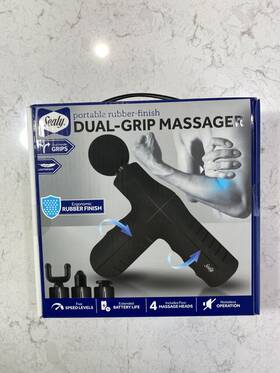 Sealy 805112084876 New Dual-grip Body Massage Gun 5 Speed 4 Heads Usb Recharge Black Nib