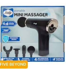 Sl-hw-ma-004-bk Sealy Handheld Deep Tissue Mini Massage Gun With Four Heads And Six Speeds