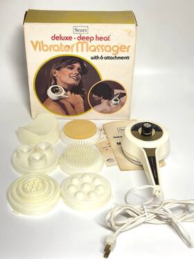 8-2254 Sears Vintage Deluxe Deep Heat Vibrator Massager 6 Attachments - Complete