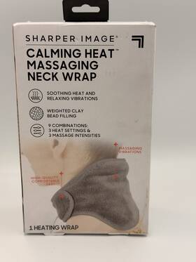 23315ks-lm1249 Sharper Image Calming Heat Massaging Neck Wrap Weighted Clay Beads 9-settings