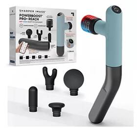 Sharper Image 840397504183 Powerboost Pro Reach Percussion Massager With 5 Attachments Teal