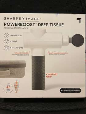 Sharper Image 843479174694 - Powerboost Deep Tissue Percussion Massager White New Sealed