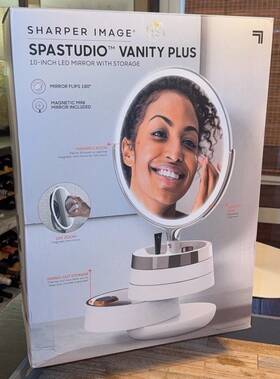 Sharper Image 843479186475 Spastudio Vanity Plus/10 Inch Led Mirror W Storage/nib/mint