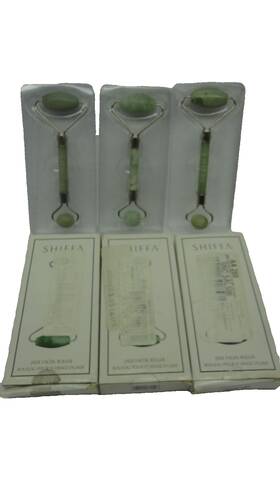 Shiffa 291101831523 Lot Of 3 Jade Stone Face Facial Roller Massager Green Open Box