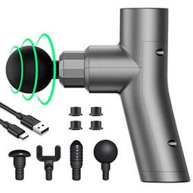 Sjpro 086291905149 Mini Massage Gun Deep Tissue Percussion Muscle Usb Gray