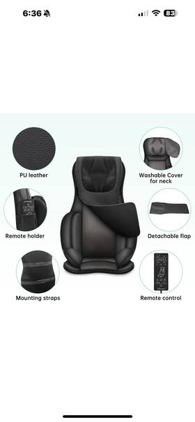 76563 Snailax Shiatsu Neck Back Massager Pad With Heat And Compression Open Box