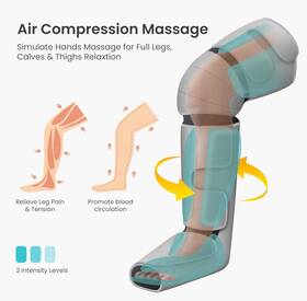Fe-7204b-gry Snailax Leg Massager With Heat Air Compression Calf Knee Foot