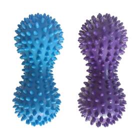 Squequ 774113068362 2 Pack Peanut Massage Ball Roller Spiky Double Lacrosse Blue/purple