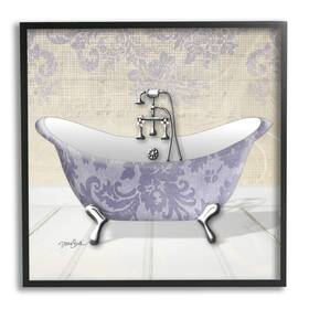 Stupell Industries 049182390806 Purple Damask Claw Foot Tub Bathroom Design By Diane Stimson Black Framed Wa