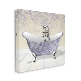 Stupell Industries 049182390813 Purple Damask Claw Foot Tub Bathroom Design By Diane Stim