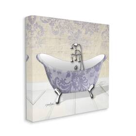 Stupell Industries 049182390820 Purple Damask Claw Foot Tub Bathroom Design By Diane Stimson Black Framed Wa