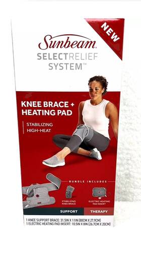 Sunbeam 053891172066 Select Relief System Knee Brace And Heating Pad Therapy Bundle Pain