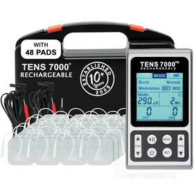 Amzk003 Tens 7000 Rechargeable Unit Muscle Stimulator 48 Pack Electrodes And Pain