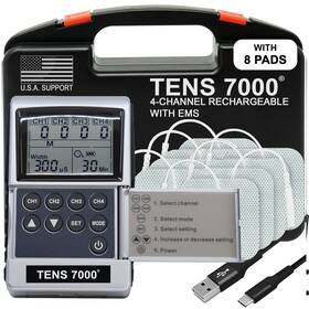 Dt7306 Tens 7000 Unit Muscle Stimulator 4 Channels Rechargeable Silver Back