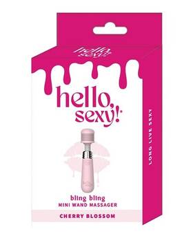 Thank Me Now 812024035070 Hello Sexy Bling Mini Wand Massager - Cherry Blossom Vibrator Pink
