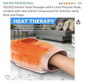 Fe-0134 Toloco 6 Levels Cordless Hand Massager Electric Therapy Device With Heat Pain Relief