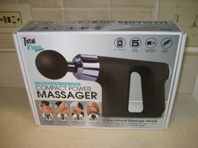 Total Vision Products 841437138016 Power Massager Compact Cordless Rechargeable 5 Speeds/4 Heads New
