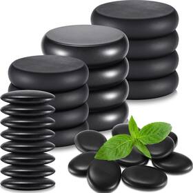 Massage-23 Treela 20 Pieces Hot Stones For Massage Set Black Smooth Basalt Rocks