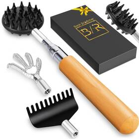 Hp0043bn Tukuos Telescoping Back Scratcher With 4pcs Detachable Scratching Heads/bamboo Handl