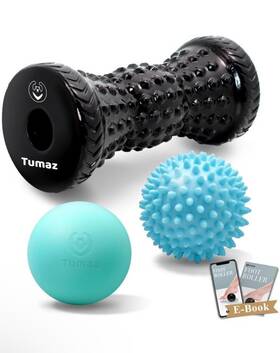 Tumaz 046708561856 Massage Ball And Foot Roller 3-in-1 Set With Spiky Lacrosse Mas