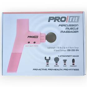 Tzumi 841351184083 Pro Fit Percussion Muscle Massager Gun With 4 Interchangeable Heads Pink