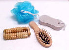 Unbranded New 5pc Foot Care Kit Wooden Massager Brush Pumice Stone Scrunchie 037000449812