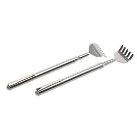 Uxcell 711331065902 2 Pcs 51cm Long 5 Sections Stainless Steel Telescopic Back Scrather Silver Tone