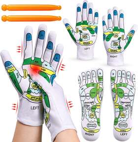Vabean 445021629664 Acupressure Reflexology Gloves And Socks Set Tools Massage