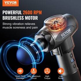 Jmq3200rpmtxmlct3v5 Vevor Massage Gun Deep Tissue With 9 Speed Levels And 6 Heads 24v 2500mah Bat