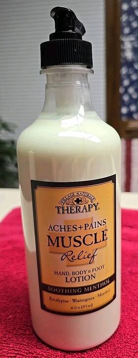 Village Naturals Therapy 735303504312 The Company Muscle Relief Natural Lotion 16 Ounce- Packaging