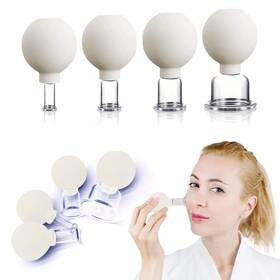 Vinban 762926115069 4 Pcs Glass Facial Cupping Set Silicone Vacuum Suction Massage Th