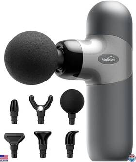 M893-ca-02 Visit The Morelax Store Mini Massage Gun Percussion Muscle Massager 6 Heads 4 Speeds Travel Friendly