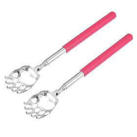 Vocoste 746453315789 2pcs Extendable Bear Claw Stainless Steel Back Scratcher For Men And Women Pink