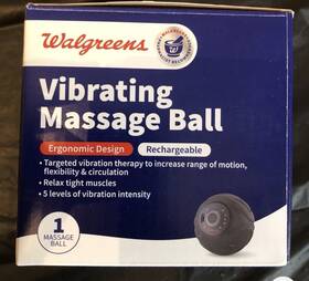 W3org1021-f Walgreens Vibrating Massage Ball Rechargeable Ergonomic Multispeed Black