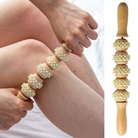 Wood Massager Therapy Massage Full Body Relief Wooden Roller For Neck Leg Back Y