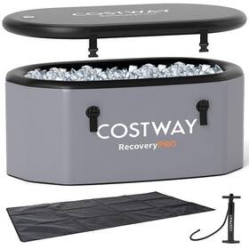 Xl 197867884215 129 Gal Oval Ice Bath Tub With Cover And Hand Pump For Athletes-gray - Color