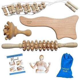 Tn-01 Ybw Wood Therapy Massage Tools Kit Set Of 4 - Sculpting For Body