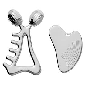 Sl-fr-05-silver Yeamon Gua Sha Facial Tools And Face Roller Set Stainless Steel Massager For Lymphatic