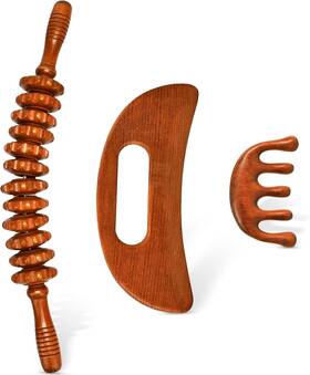 Yx-520-1314 Yingxuewangluokeji 3-in-1 Wood Therapy Massage Tools Wooden Gua Sha Lymphatic Drainage Massager Bod