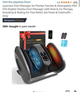 Yoyomax 709347443012 Foot Massager For Plantar Fasciitis And Neuropathy Hsa Fsa Eligible Shiatsu Foo
