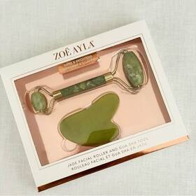 Zoe Ayla 686012004207 Jade Facial Roller And Gua Sha Set Firms Brightens Natural Skincare
