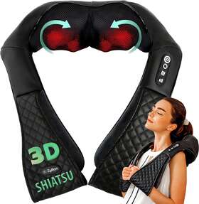 Zma-28-bk Zyllion Shiatsu Neck And Back Massager With Heat - 8 Deep-kneading Nodes Adjust
