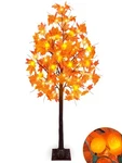 Ciyvotom 4 Ft Fall Tree With 63 Led Warm Lights, 3D Pumpkins, Remote, Timer. Fixed Price $21.90.