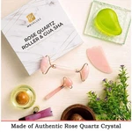 2 Brazilian Rose Quartz Crystal High Quality Facial Rollers Massagers + Gua Sha. Fixed Price $16.00.