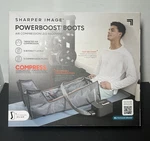 New Sharper Image Powerboost Boots Air Comp. Electric Leg Massager. Fixed Price $80.00.