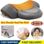 3-IN-1 Neck Massager Pillow With Vibration Heating Traction Therapy Pain Relief. Fixed Price $36.98.